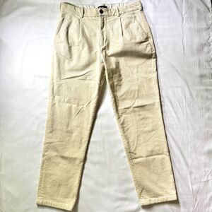 H&M Mens Corduroy Cream Trousers Pants With Pleats Size 32